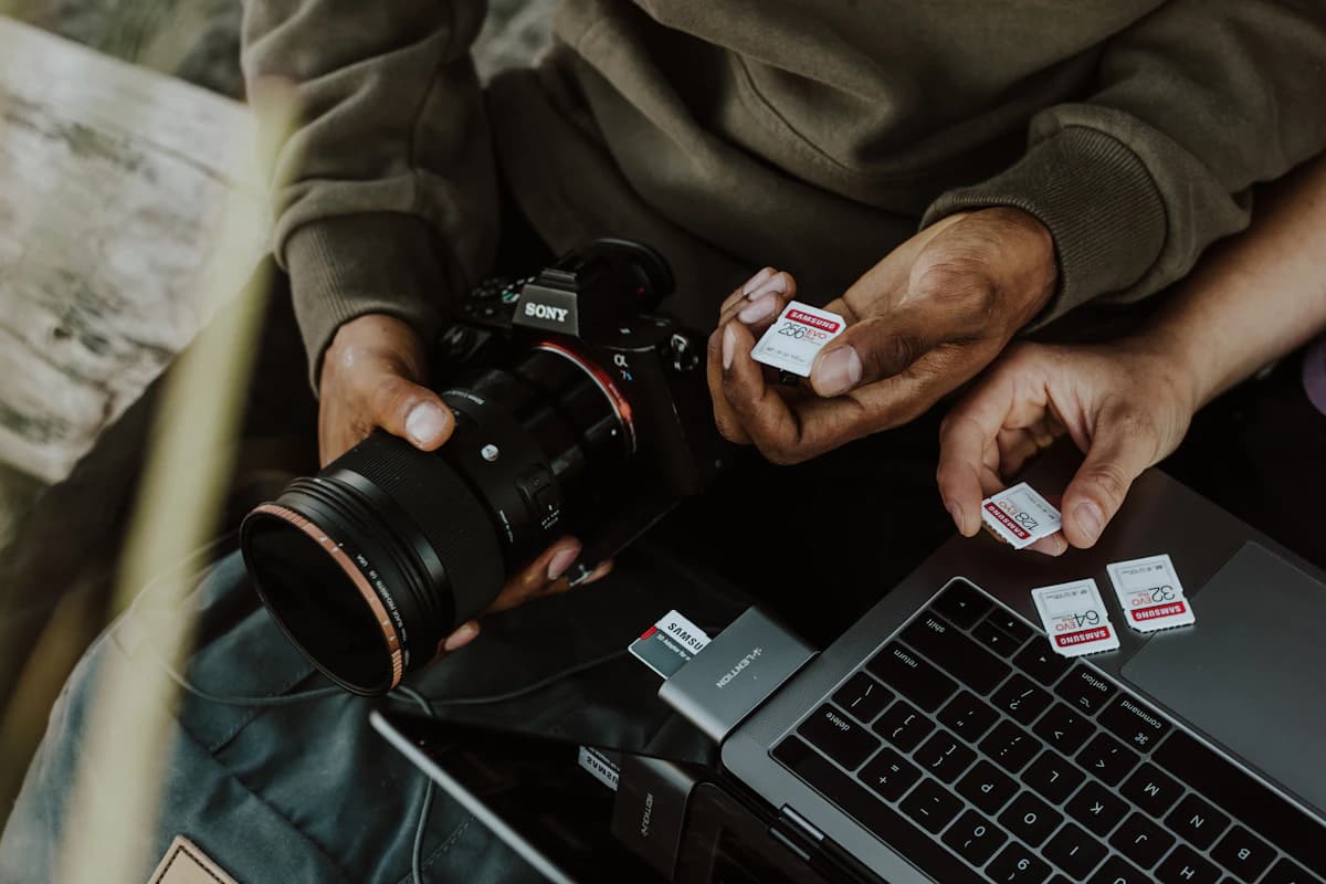 Photos being backed up to an external hard drive